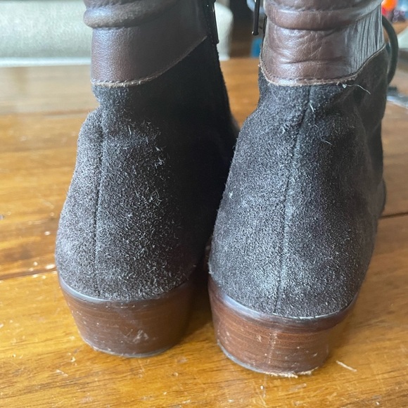 Very Volatile Leather Suede Lace Up Heeled Boots Sz 8.5 Brown Pointed Toe - Picture 9 of 10